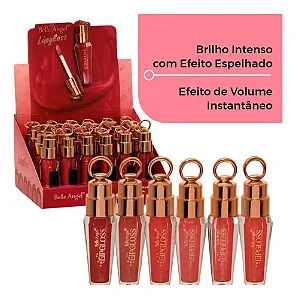 BOX LIP GLOSS COM BRILHO EFEITO ESPELHADO E CHAVEIRO 24 UNID