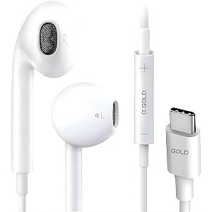 FONE DE OUVIDO COM ENTRADA TIPO C CONTROLE DE VOLUME A'GOLD