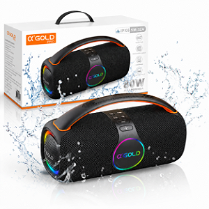 CAIXA DE SOM BOOMBOX A'GOLD 80W BLUETOOTH RGB TWS IPX6