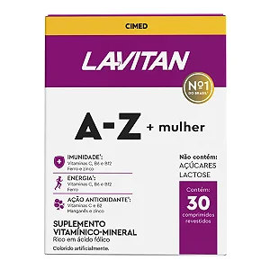 SUPLEMENTO A-Z MULHER VITAMINAS E MINERAIS 30 COMP LAVITAN