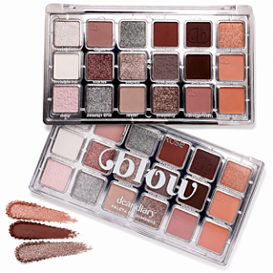 PALETA DE SOMBRAS DEAR DIARY 18 TONS MATTE GLITTER RUBY ROSE