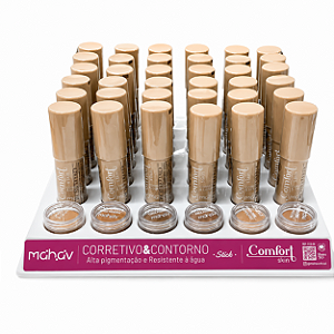 BOX CORRETIVO E CONTORNO STICK COMFORT SKIN MAHAV 36 UNID.
