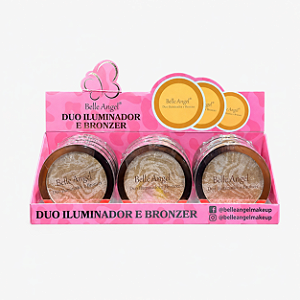 BOX DUO ILUMINADOR E BRONZER  BELLE ANGEL 12 UNID.