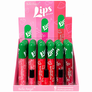 BOX LIPS GLOSS COM AROMA DE FRUTINHA + BRILHO BELLE ANGEL 24 UNID.