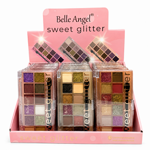 BOX PALETA DE SOMBRA SWEET GLITTER 12 TONS BELLE ANGEL 24 UNID.