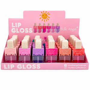 BOX LIP GLOSS PICOLÉ INCOLOR GLITTER BELLE ANGEL 24 UNID.
