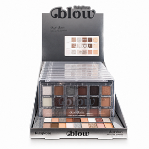 BOX PALETA DE SOMBRAS DEAR DIARY MATTE GLITTER RUBY ROSE  12 UNID.