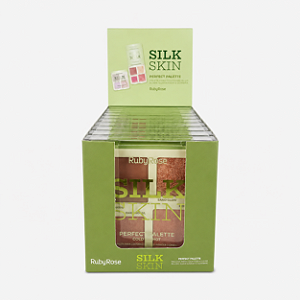 BOX PALETA DE CONTORNO, BLUSH E ILUMINADOR SILK SKIN RUBY ROSE 12 UNID.