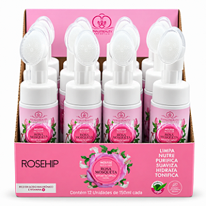 BOX MOUSSE MICELAR FACIAL ROSA MOSQUETA 150 ML PHÁLLEBEAUTY 12 UNID.