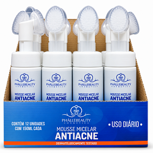 BOX MOUSSE MICELAR FACIAL ANTIACNE 150 ML PHÁLLEBEAUTY 12 UNID.