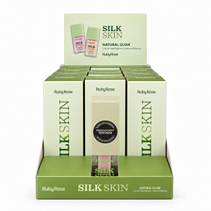 BOX ILUMINADOR LIQUÍDO SILK SKIN PEARL ESSENCE RUBY ROSE 12 UNID.