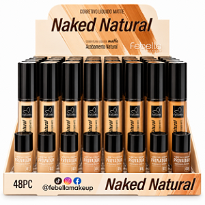 BOX CORRETIVO LÍQUIDO NAKED NATURAL MATTE ALTA COBERTURA FEBELLA 48 UNID.