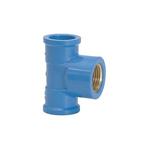 TE 90° REDUÇÃO AZUL - BUCHA/LATÃO - 25mm X 1/2'' - AMANCO