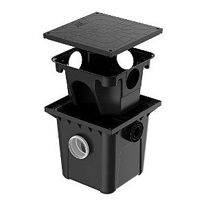 CAIXA GORDURA C/ CESTO QUADRADA 42 LT-C/RETENÇÃO-20LT- PRETA 40X40X40CM HERC