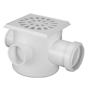 CAIXA SIFONADA QUADRADA C/ 3 ENTRADAS BRANCA - N° 05 -100x100x50mm - KRONA