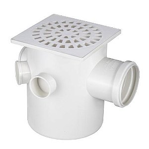 CAIXA SIFONADA QUADRADA C/ 5 ENTRADAS BRANCA - N° 17 - 150x185x75mm - KRONA