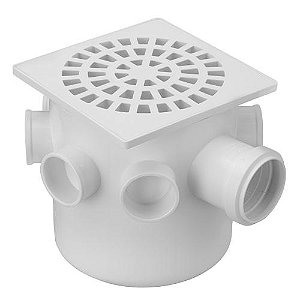 CAIXA SIFONADA QUADRADA C/ 7 ENTRADAS BRANCA - N° 13 150x150x50mm - KRONA