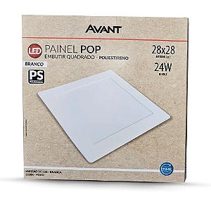 LUMINÁRIA LED QUADRADA EMBUTIR = POP/ PS - 24W/6500K - AVANT