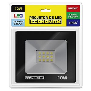REFLETOR LED PRETO - 10W/6500K - ECONOMAX