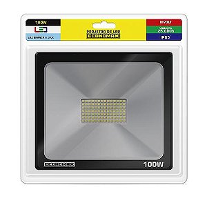 REFLETOR LED PRETO - 100W/6500K - ECONOMAX