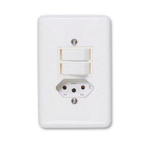 INTERRUPTOR 2 SEÇÃO = TOMADA STYLUS - 20A 20211 = BRANCO - ILUMI