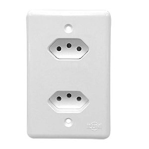 TOMADA DUPLA MONOBLOCO STYLUS - 10A - 201200 = BRANCO - ILUMI