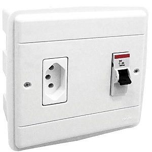 CAIXA AR CONDICIONADO EMB= C/TOMADA 20A + DISJUNTOR 25A - BRANCO - PERLEX