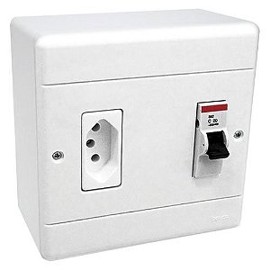 CAIXA AR CONDICIONADO SOBREPOR C/ TOMADA - 20A = DISJ.25A /2915 - PERLEX