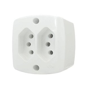 TOMADA DUPLA SOBREPOR 10A - 16518 / 16519 - BRANCA - ILUMI