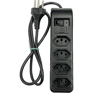 FILTRO DE LINHA 4 TOMADAS - CABO 85cm PRETO - PW