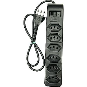 FILTRO DE LINHA 6 TOMADAS - CABO 85cm PRETO 431 - PW