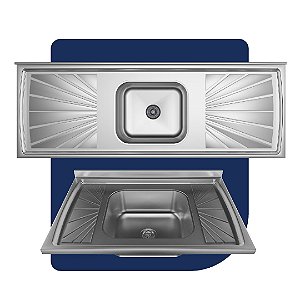 PIA AÇO INOX 430 CUBA - CENTRAL Nº 03 = 1.50m x 0,53cm = GNX