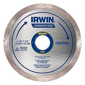 DISCO DIAMANTADO LISO AGUA - 4 1/2 x 20mm - IRWIN