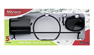 KIT MÔNACO 5 pçs. CROMADO / PRETO = DUDA