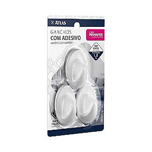 GANCHO ADESIVO OVAL - 3,5 x 6 1 kg C/3pçs = 2503/BR - PRIMAFER ATLAS