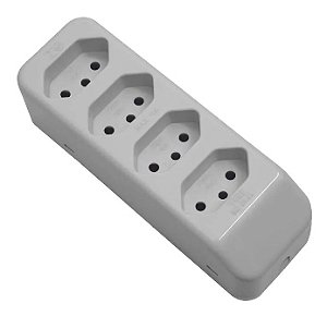 TOMADA BARRA FAME QUADRUPLA (10A / 20A) 3P CINZA - 2701 / 3211