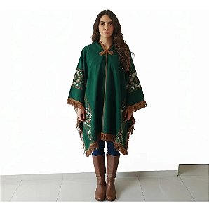 Poncho Pala Argentino Unissex Gola V Pampa - Vários Cores Verde Geométrico Unico