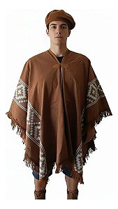 Poncho Pala Argentino Unissex Gola V Pampa - Vários Cores Caramelo Geométrico Unico
