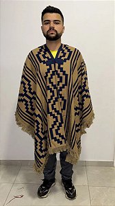 Pala Argentino Guarda Pampa Dupla Face Em Lã Super Macia Azul E Amarelo 2 Geométrico Un
