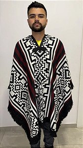 Pala Argentino Guarda Pampa Dupla Face Em Lã Super Macia Preto Branco E Vermelho Geométrico Un