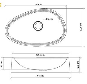 Forma abs 3mm Cuba Modelo Gota Pia De Sobrepor 43x26x11 Cm