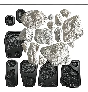 Molde Formas Abs 2mm Kit 27 Pçs / 1 M2 Pedra Moledo Redonda Preto