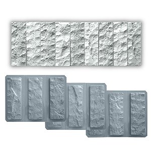 Forma ABS 2mm 9 Tijolinhos Rock Face Kit B Ref. 302 Tamanho 29.5 x 9.5 Cm