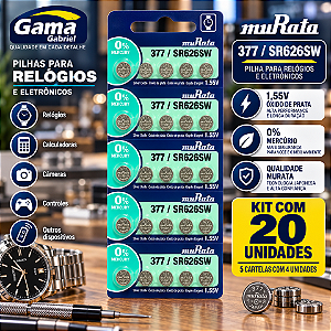 Bateria 377 Sony/Murata cartela com 20 uns