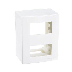 Caixa De Sobrepor 02 Postos Separado C/ Suporte Sleek Branco   Margirius