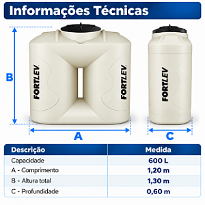 Tanque Slim 600 L Fortlev