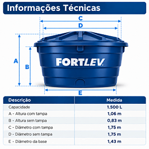 Caixa d Água De Polietileno 1.500L Fortlev