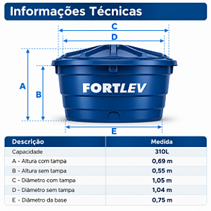 Caixa d Água De Polietileno 310L Fortlev