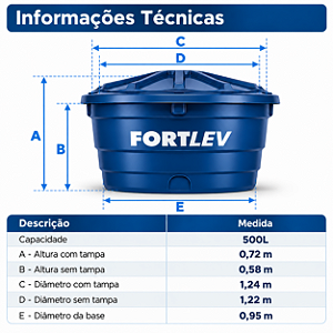 Caixa d Água De Polietileno 500L Fortlev