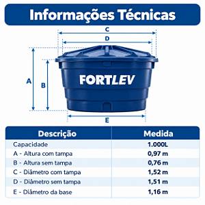 Caixa d Água De Polietileno 1.000L Fortlev